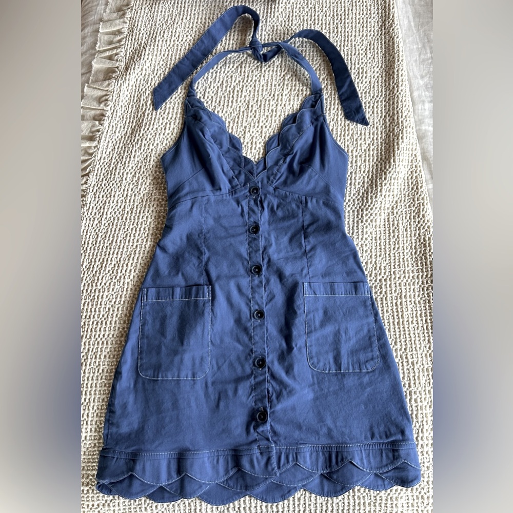 Maeve V-Neck Scalloped Mini Dress | Size US 2/UK 6